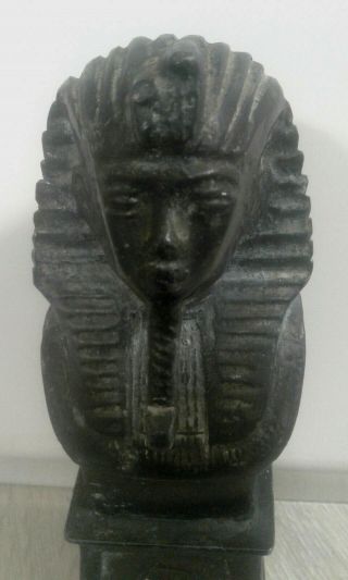 Ancient Egyptian Statue Tut King Pharaoh Bust Figurine Stone Carving Sculpture