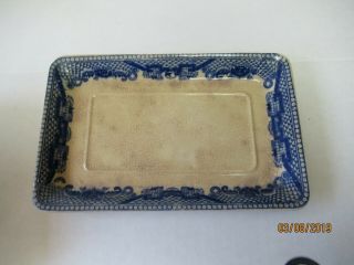 Antique Blue Willow Covered Butter Dish Transferware Japan/Chinese 4