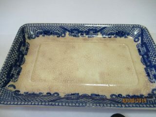 Antique Blue Willow Covered Butter Dish Transferware Japan/Chinese 5