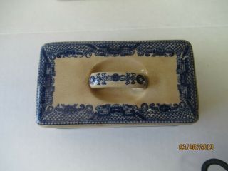 Antique Blue Willow Covered Butter Dish Transferware Japan/Chinese 8