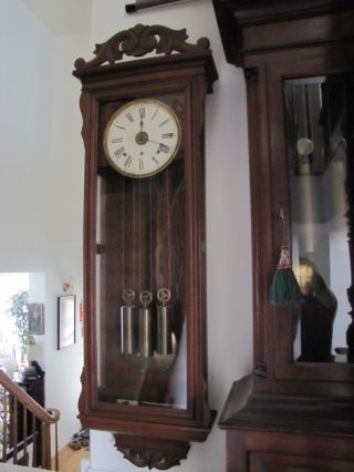 Antique Large Waterbury 3 Weight Driven Wall Regulator Wall Clock.  60 "