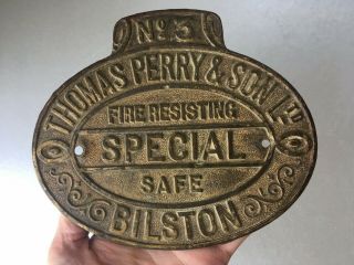 Antique Victorian Thomas Perry Bilston West Midlands Gilt Brass Safe Door Plaque