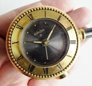 VERY RARE OLD SWIZA BRASS CLOCK IN THE FORM OF A KEY - SWISS MADE - PIECE 6