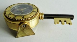 VERY RARE OLD SWIZA BRASS CLOCK IN THE FORM OF A KEY - SWISS MADE - PIECE 7