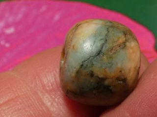 ANCIENT PRE - COLUMBIAN - MESOAMER.  MAYAN JADE BELIZE BEAD 15.  5 BY 13 MM HEIRLOOM 4