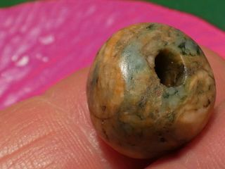 ANCIENT PRE - COLUMBIAN - MESOAMER.  MAYAN JADE BELIZE BEAD 15.  5 BY 13 MM HEIRLOOM 6