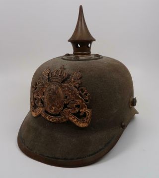 WW1 Imperial German pickelhaube ersatz parade Bavarian 1895 spike soldier helmet 3