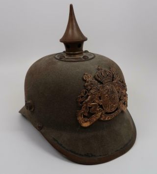 WW1 Imperial German pickelhaube ersatz parade Bavarian 1895 spike soldier helmet 4