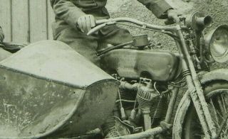 vintage WWI RPPC 2 soldiers HARLEY DAVIDSON MOTORCYCLE SIDECAR ARMY 5