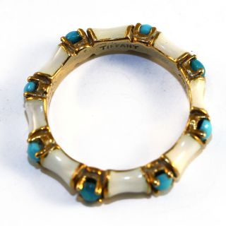 Vintage 18k Tiffany & Co.  Turquoise Enamel Ring