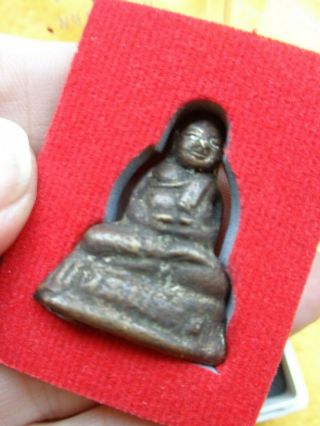 Old Thai Bronze / Brass Buddha " Blessing " Amulet Charm