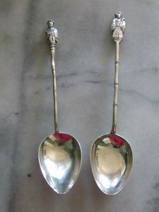 2 X Vintage Chinese Crested Silver Spoons.  Hallmarks In Chinese/english.  1930 