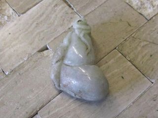 Vintage Carved Light Green Jade Pendant 1.  15 " X 1 - 1/2 " 13 - E7860