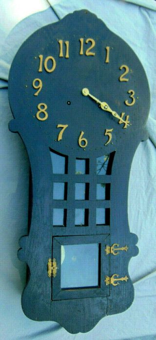 Antique Sessions Ramona Arts & Crafts Mission Wall Clock W/ Key & Pendulum
