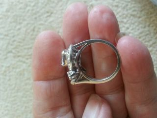 Antique 1ct VS/G Diamond Platinum Ring with 8.  5mm Round Moissanite 5