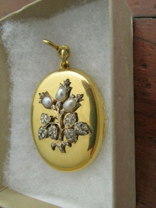 Antique Diamond And Pearl And 18ct Gold Locket Austria Valuation