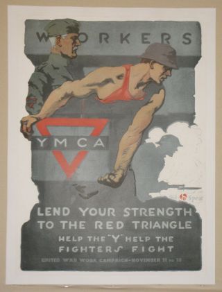 Liberty Loan Bond Poster Linen First World War I Ww1 Wwi Ymca Spear