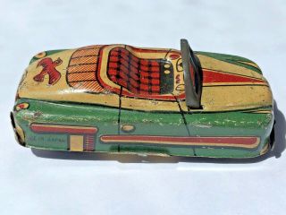 Vintage 1950s Japanese Tin Litho Convertible Car Friction Red Bird License 78175