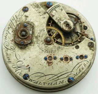 Vintage Waltham A.  T.  & Co.  1865 15 Jewel 10s pocket watch movement for repair 4