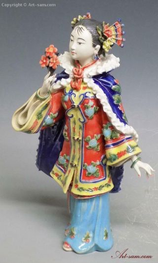 Ancient Chinese Lady - Shiwan Ceramic Figurine Porcelain Doll 3