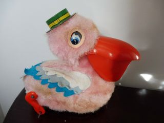 Ultra Rare Vintage Yonezawa Pelican And Fish Japan Battery Operated Tin Toy