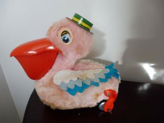 Ultra RARE Vintage Yonezawa Pelican and Fish Japan Battery Operated Tin Toy 2