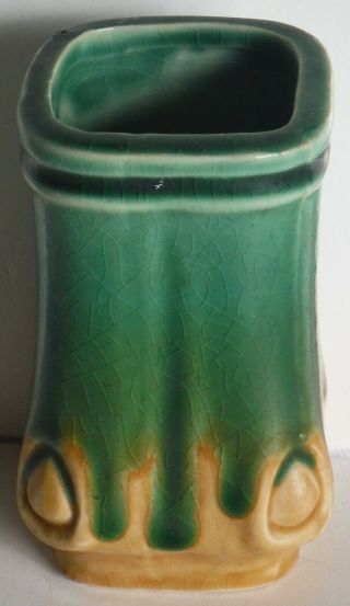 Unusual Antique Chinese Green Pottery Ceramic Vase Marked China Very Old