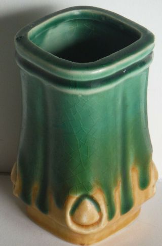 Unusual Antique Chinese Green Pottery Ceramic Vase Marked CHINA very old 2