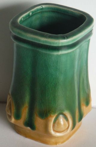 Unusual Antique Chinese Green Pottery Ceramic Vase Marked CHINA very old 4