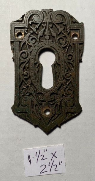 1890’s Art Nouveau Large Cast Bronze Key Hole Escutcheon 713 Antique Hardware