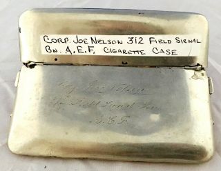 Ww I U.  S.  Army Field Signal Service A.  E.  F.  Cigarette Case - Engraved