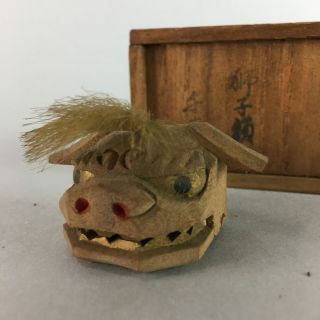 Japanese Wooden Figurine Shishi Mask Lion Headdress Dance Vtg Lucky Charm J704