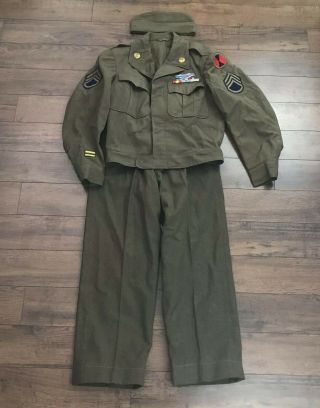 Ww2 Us Military Uniform Wool Ike Jacket Pants Hat Army 7th Infantry Rifleman