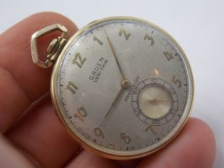 Vintage Antique Gruen Veri - Thin Precision 10k Gold Filled Pocket Watch 385 - 586