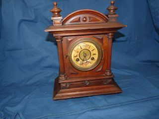 Antique Vintage Junghans Mantel Clock - Wood - Runs - No Key
