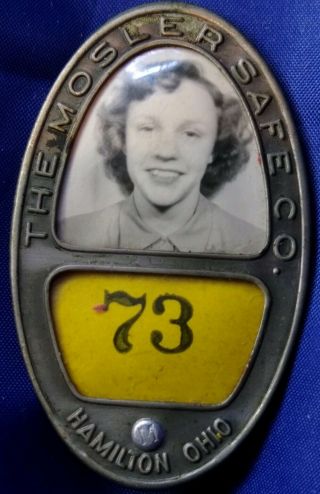 Vintage•the Mosler Safe Co.  •employee I.  D.  Badge - Hamilton Ohio•low Number•female