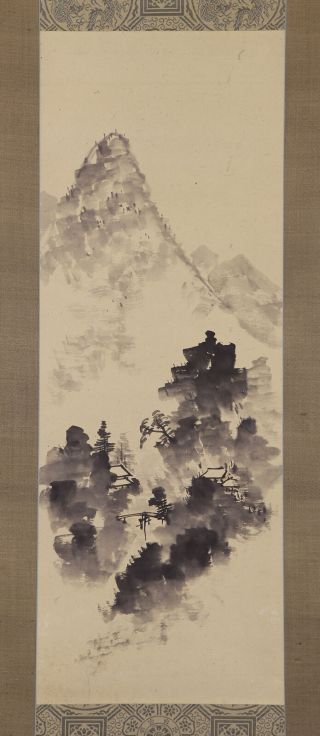 JAPANESE HANGING SCROLL ART Painting Sansui Landscape Asian antique E7219 2