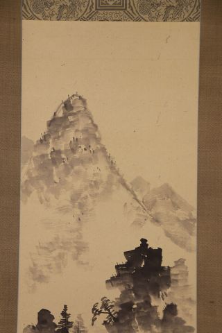 JAPANESE HANGING SCROLL ART Painting Sansui Landscape Asian antique E7219 3