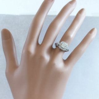 14k White Gold Cushion Cut Diamond Engagement Ring Antique Halo Pave Deco 1.  50ct 4