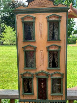 Miniatures Antique / Vintage German Dollhouse W/ Built In Furniture,  Lithograph