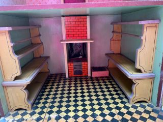 Miniatures Antique / Vintage German Dollhouse w/ Built In Furniture,  Lithograph 6
