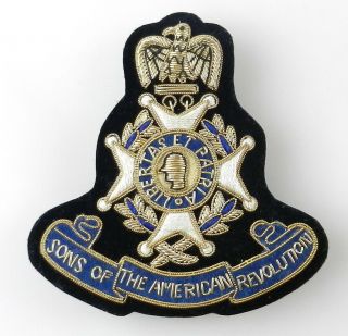 Sons Of The American Revolution Insignia 4 " Badge Patch Pin T70a3