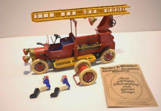 Tucher & Walther Vintage Tin Handmade Fire Truck W/ Ladder
