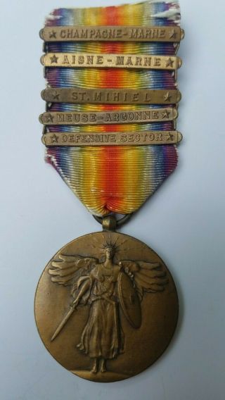 Wwi Victory Medal 5 Bars