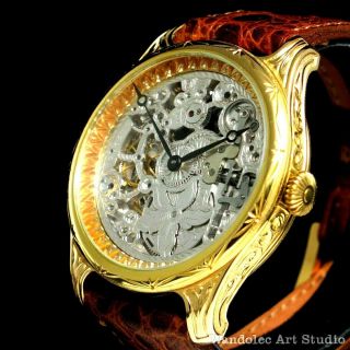 Omega Vintage Mens Wristwatch Gold Skeleton Noble Design Men 