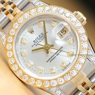 Ladies Rolex Datejust 1.  13 Ct Diamond Bezel & Lugs 18k Yellow Gold & Steel Watch