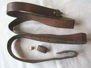 Ww1 Us Military Springfield Leather Rifle Sling - Rock Island Arsenal - Altered