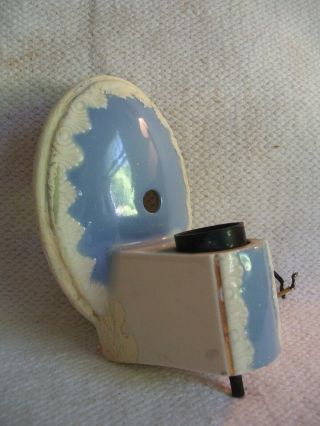 Vintage Blue Ceramic Porcelain Art Deco Wall Sconce Light Bathroom Fixture 2