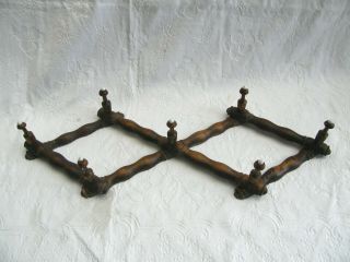 Antique Mahogany Concertina Wall Mount Coat Rack With Milk Glass Fittings - C1890s