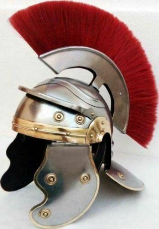 Medieval Knight Historical Armour Roman Officer Centurion Helmet With Red Plume